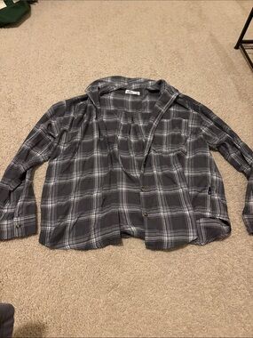 Gray Plaid Button-Front Shirt